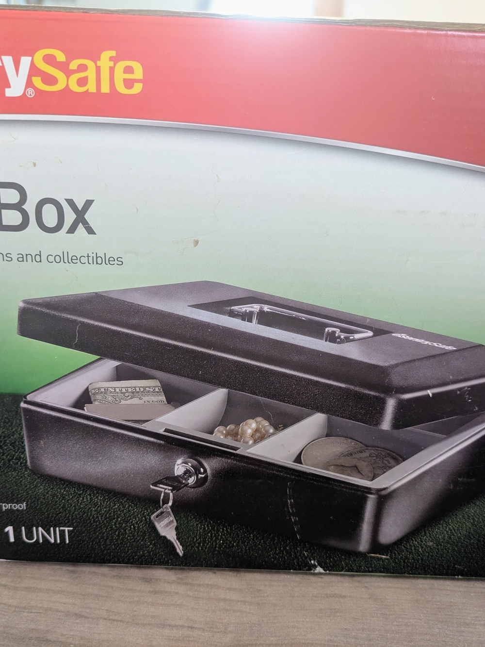 Black Cash & Coin Lockbox with Keyed Security